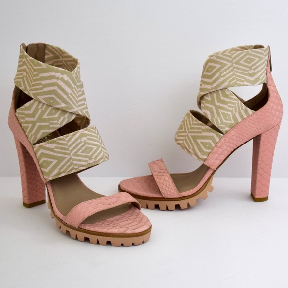 Donald J Pliner Heels 9 Sandals Ishia Leather Pink - Picture 3 of 7